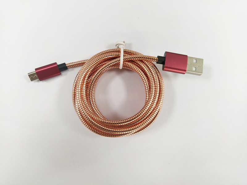27-金屬軟管microUSB數(shù)據線玫瑰金