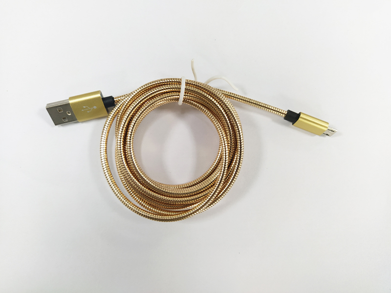 27-金屬軟管microUSB數(shù)據線金色